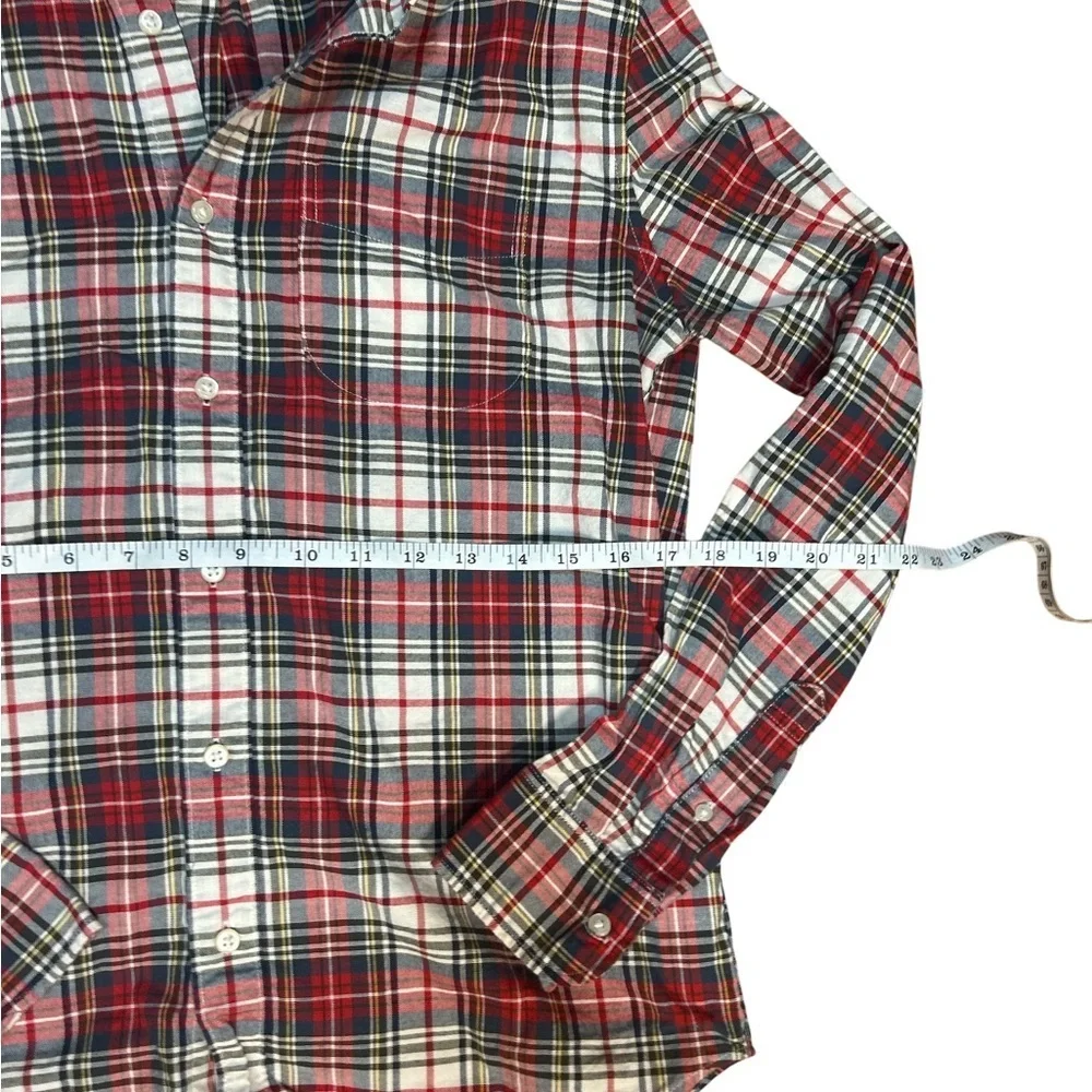 J.Crew Broken-In Oxford Slim Fit Plaid Shirt Red Navy White Tartan Men’s M